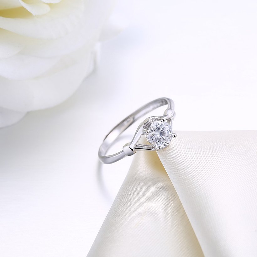 Wholesale Personality Fashion jewelry from China OL Woman Party Wedding Gift Simple White AAA Zircon S925 Sterling Silver resizable Ring  TGSLR155 1