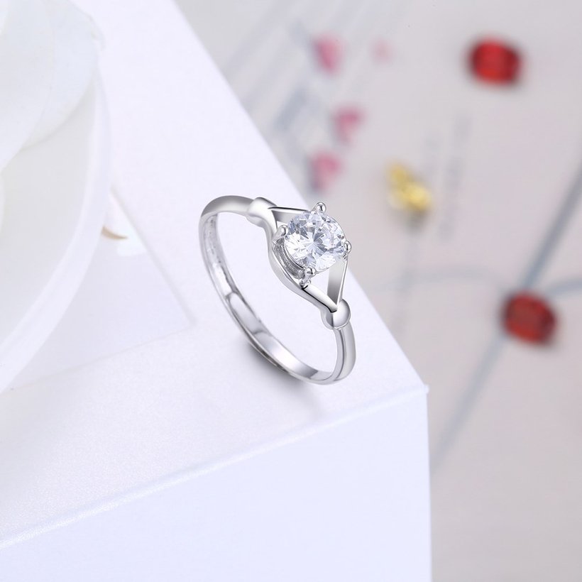 Wholesale Personality Fashion jewelry from China OL Woman Party Wedding Gift Simple White AAA Zircon S925 Sterling Silver resizable Ring  TGSLR155 3