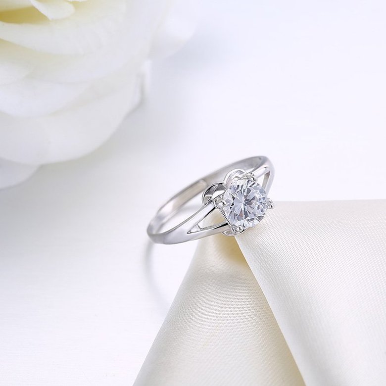 Wholesale Personality Fashion jewelry from China OL Woman Party Wedding Gift Simple White AAA Zircon S925 Sterling Silver resizable Ring  TGSLR156 1