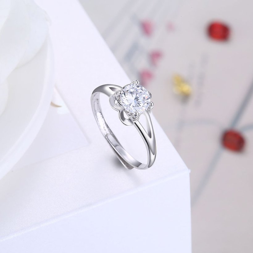 Wholesale Personality Fashion jewelry from China OL Woman Party Wedding Gift Simple White AAA Zircon S925 Sterling Silver resizable Ring  TGSLR156 3