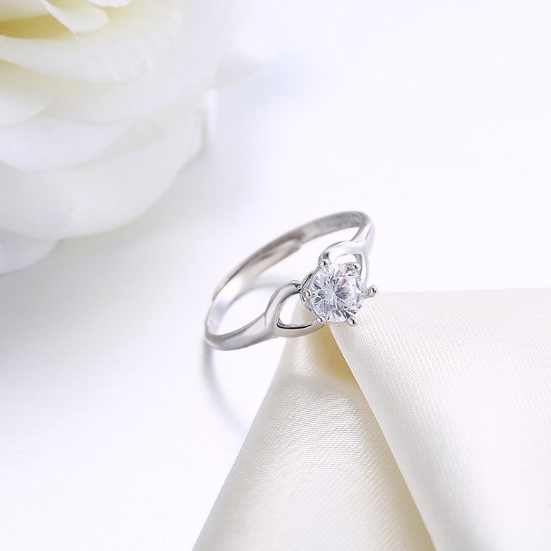 Wholesale Personality Fashion jewelry from China OL Woman Party Wedding Gift Simple White AAA Zircon S925 Sterling Silver resizable Ring  TGSLR157 1