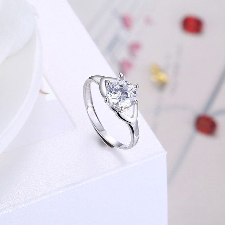Wholesale Personality Fashion jewelry from China OL Woman Party Wedding Gift Simple White AAA Zircon S925 Sterling Silver resizable Ring  TGSLR157 3