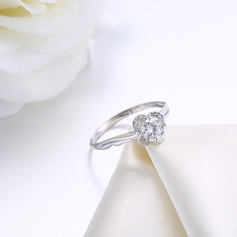 Wholesale Personality Fashion jewelry from China OL Woman Party Wedding Gift Simple White AAA Zircon S925 Sterling Silver resizable Ring  TGSLR158 1