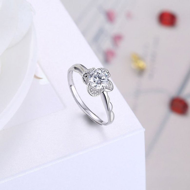 Wholesale Personality Fashion jewelry from China OL Woman Party Wedding Gift Simple White AAA Zircon S925 Sterling Silver resizable Ring  TGSLR158 3