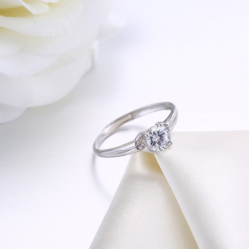 Wholesale Romantic Fashion jewelry from China OL Woman Party Wedding Gift Simple White AAA Zircon S925 Sterling Silver resizable Ring  TGSLR160 1