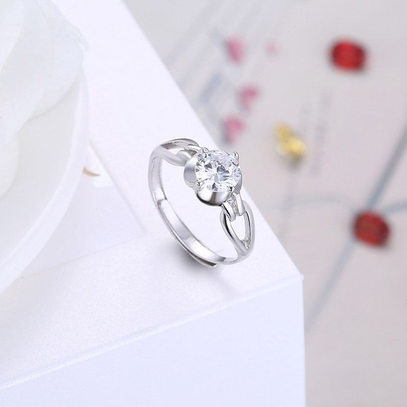 Wholesale Personality Fashion jewelry from China OL Woman Party Wedding Gift Simple White AAA Zircon S925 Sterling Silver resizable Ring  TGSLR164 3