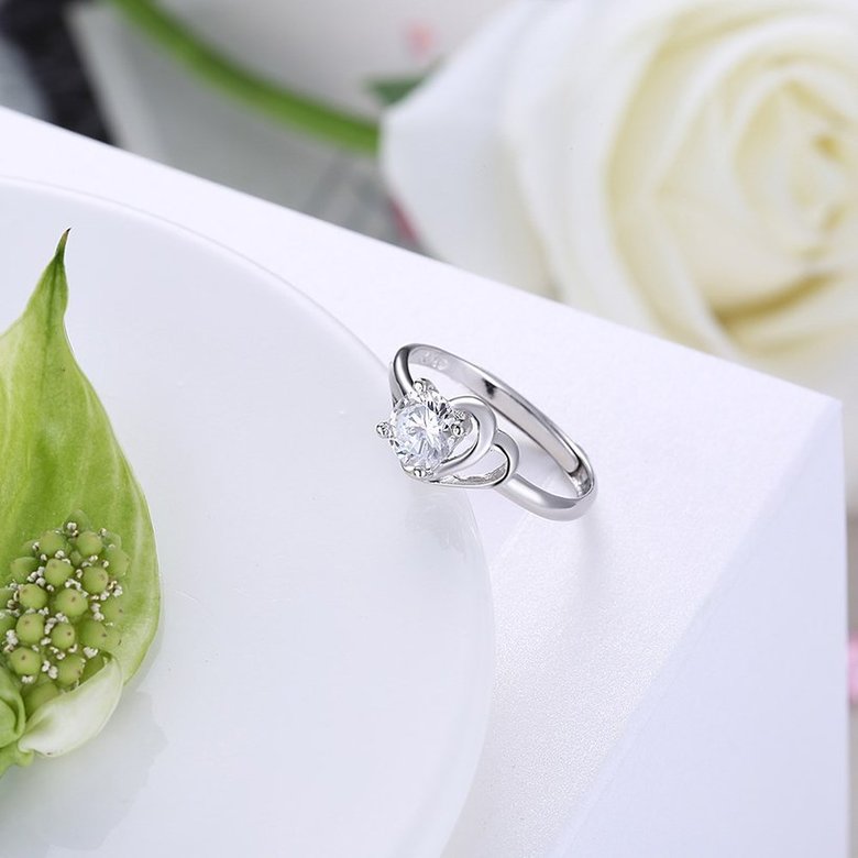 Wholesale Fashion Personality rings from China OL Woman Party Wedding Gift Simple White AAA Zircon S925 Sterling Silver resizable Ring  TGSLR171 2