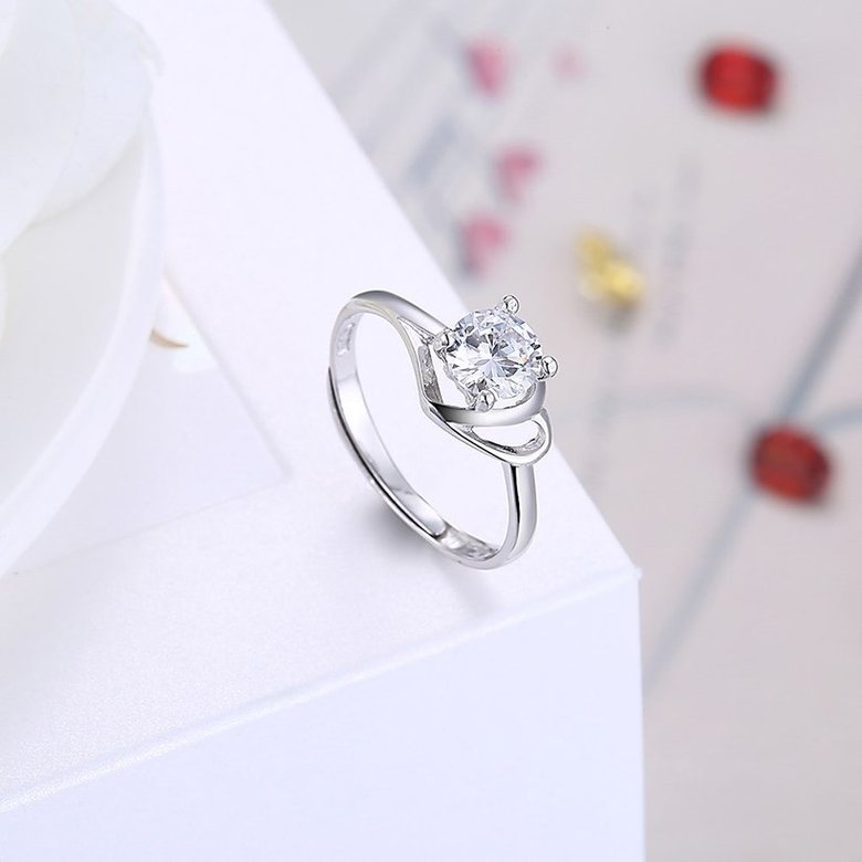 Wholesale Fashion Personality rings from China OL Woman Party Wedding Gift Simple White AAA Zircon S925 Sterling Silver resizable Ring  TGSLR171 3