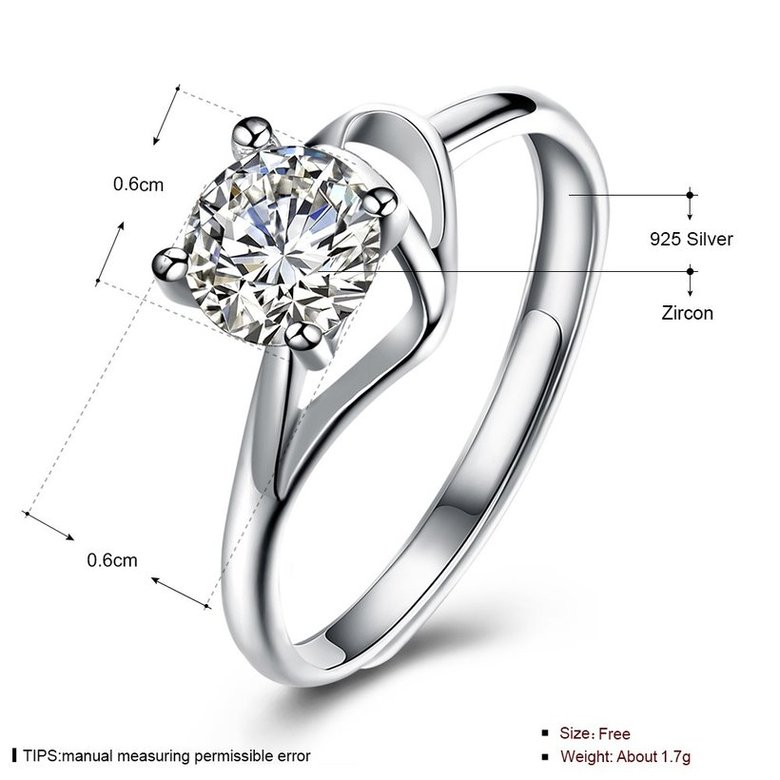 Wholesale Fashion Personality rings from China OL Woman Party Wedding Gift Simple White AAA Zircon S925 Sterling Silver resizable Ring  TGSLR171 4