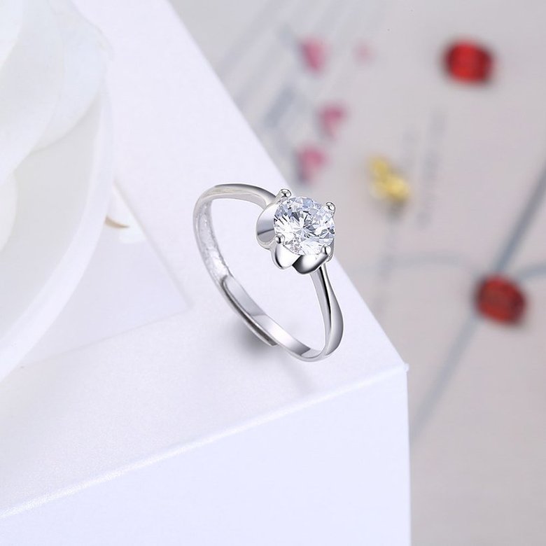 Wholesale Personality Fashion jewelry from China OL Woman Party Wedding Gift Simple White AAA Zircon S925 Sterling Silver resizable Ring  TGSLR173 3