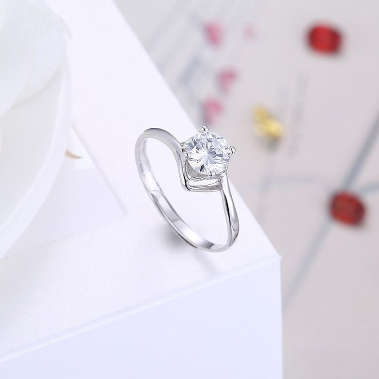 Wholesale Romantic Resizable 925 Sterling Silver Ring OL style Woman Party Wedding Gift Simple White AAA Zircon Ring  TGSLR178 3