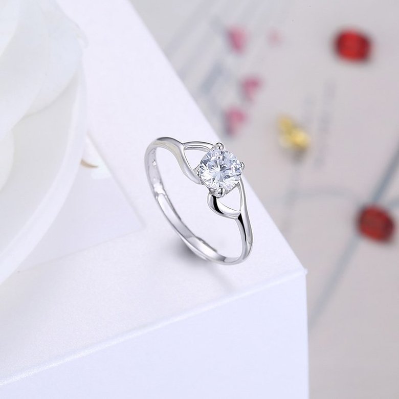 Wholesale Trendy Romantic Resizable 925 Sterling Silver Ring OL style Woman Party Wedding Gift Simple White AAA Zircon Ring  TGSLR183 3