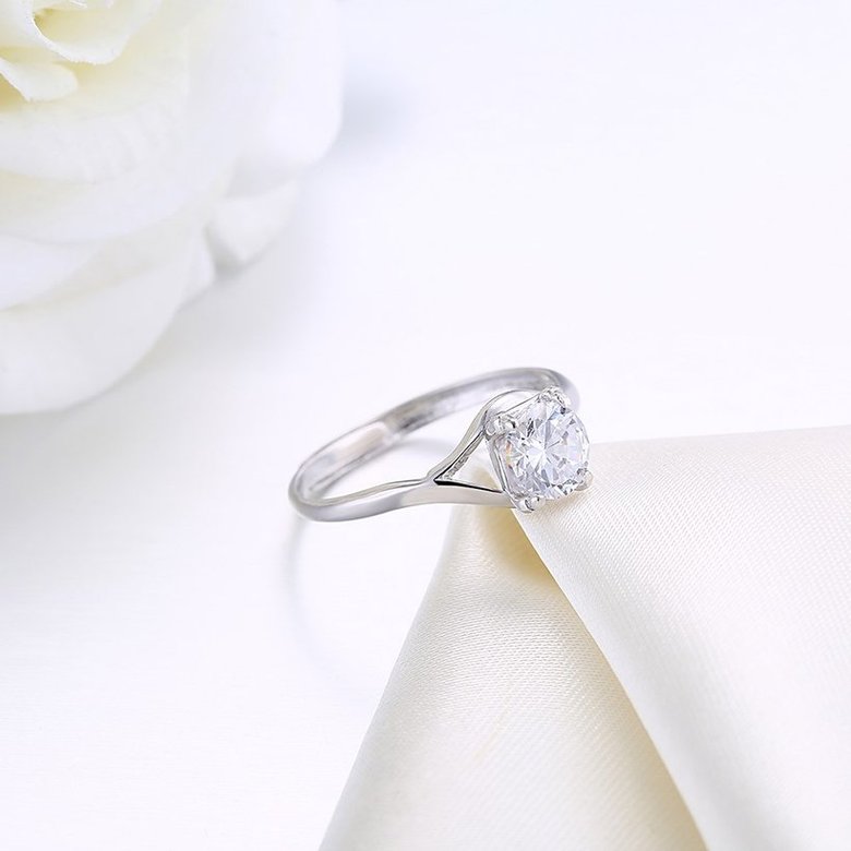 Wholesale Trendy Romantic Resizable 925 Sterling Silver Ring OL style Woman Party Wedding Gift Simple White AAA Zircon Ring  TGSLR184 1