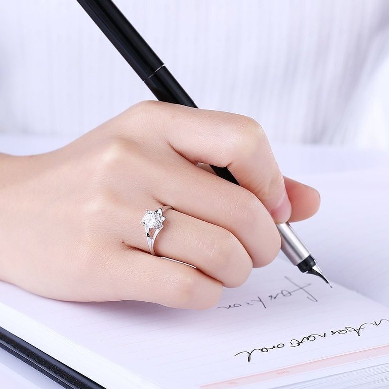 Wholesale Personality Fashion jewelry OL Woman Girl Party Wedding Gift Simple White AAA Zircon S925 Sterling Silver Ring TGSLR189 0