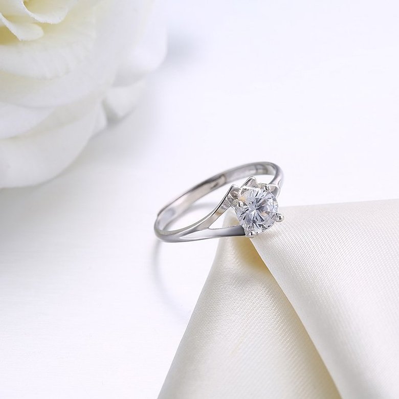 Wholesale Personality Fashion jewelry OL Woman Girl Party Wedding Gift Simple White AAA Zircon S925 Sterling Silver Ring TGSLR189 1