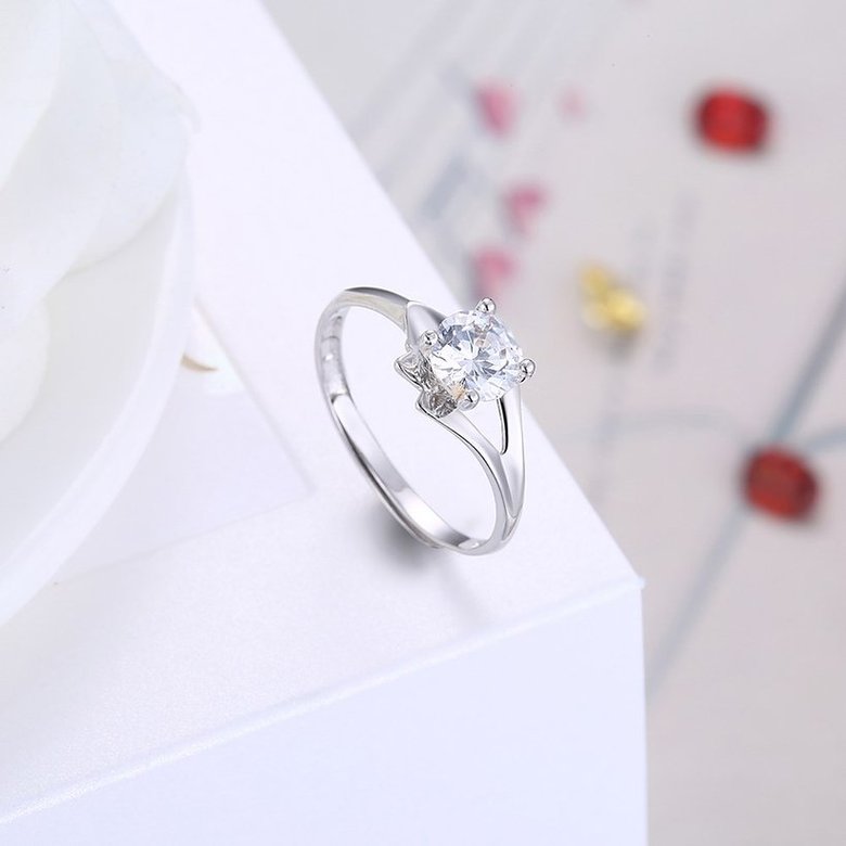 Wholesale Personality Fashion jewelry OL Woman Girl Party Wedding Gift Simple White AAA Zircon S925 Sterling Silver Ring TGSLR189 3