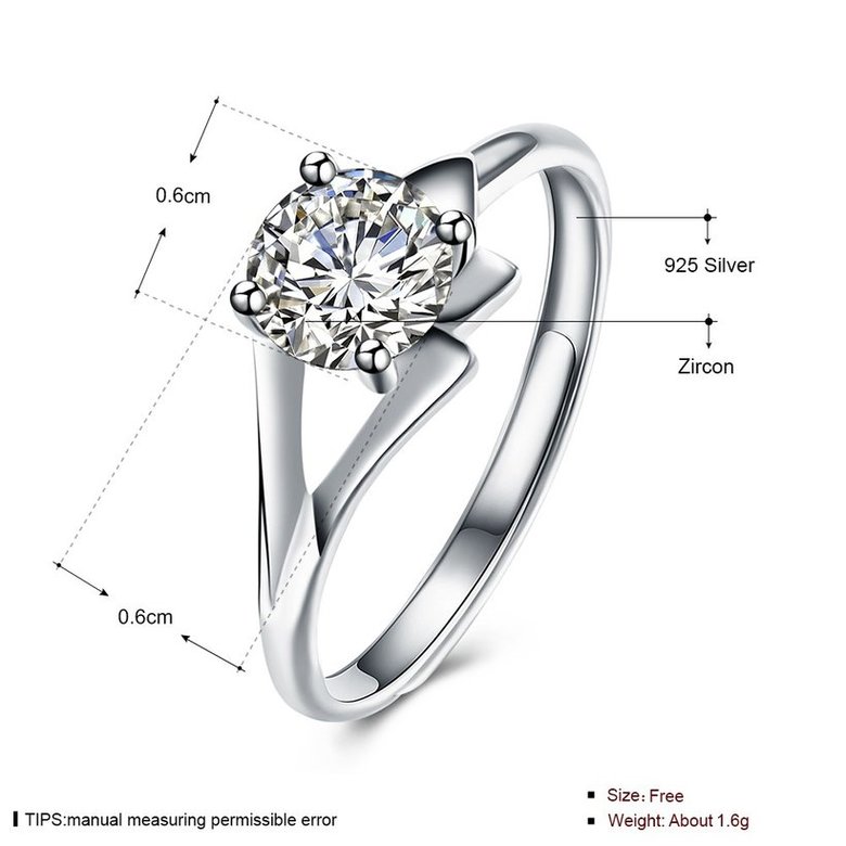 Wholesale Personality Fashion jewelry OL Woman Girl Party Wedding Gift Simple White AAA Zircon S925 Sterling Silver Ring TGSLR189 4