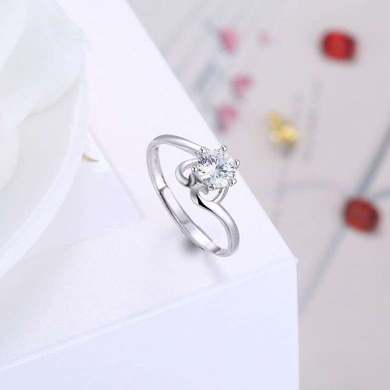 Wholesale Personality Fashion jewelry OL Woman Girl Party Wedding Gift Simple White AAA Zircon S925 Sterling Silver Ring TGSLR190 3