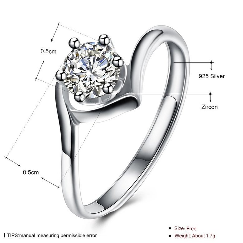 Wholesale Personality Fashion jewelry OL Woman Girl Party Wedding Gift Simple White AAA Zircon S925 Sterling Silver Ring TGSLR190 4