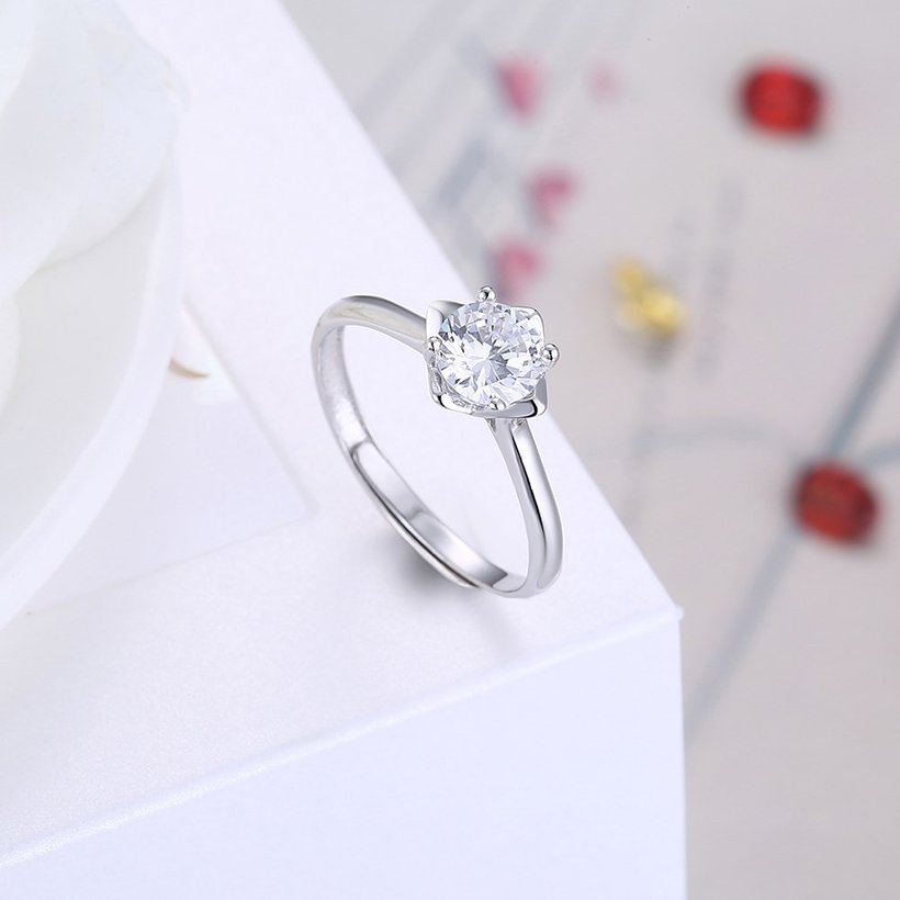 Wholesale Personality Fashion jewelry OL Woman Girl Party Wedding Gift Simple White AAA Zircon S925 Sterling Silver Ring TGSLR191 3