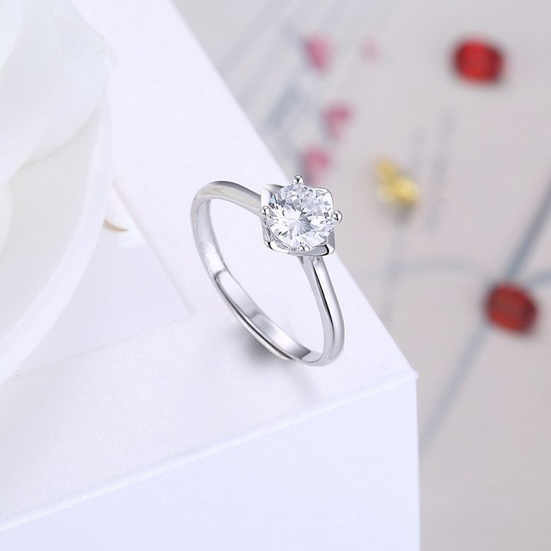 Wholesale Personality Fashion jewelry OL Woman Girl Party Wedding Gift Simple White AAA Zircon S925 Sterling Silver Ring TGSLR191 3