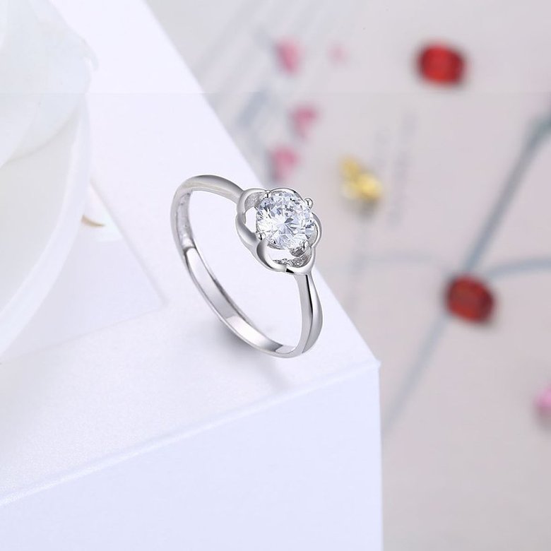 Wholesale Personality Fashion jewelry OL Woman Girl Party Wedding Gift Simple White AAA Zircon S925 Sterling Silver Ring TGSLR192 3