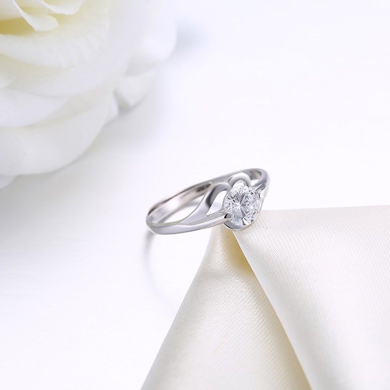 Wholesale Romantic Resizable 925 Sterling Silver Ring OL style Woman Party Wedding Gift Simple White AAA Zircon Ring  TGSLR196 1