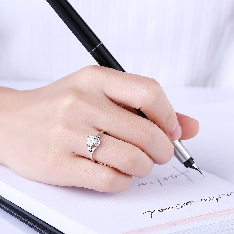 Wholesale Romantic Resizable 925 Sterling Silver Ring OL style Woman Party Wedding Gift Simple White AAA Zircon Ring  TGSLR197 0
