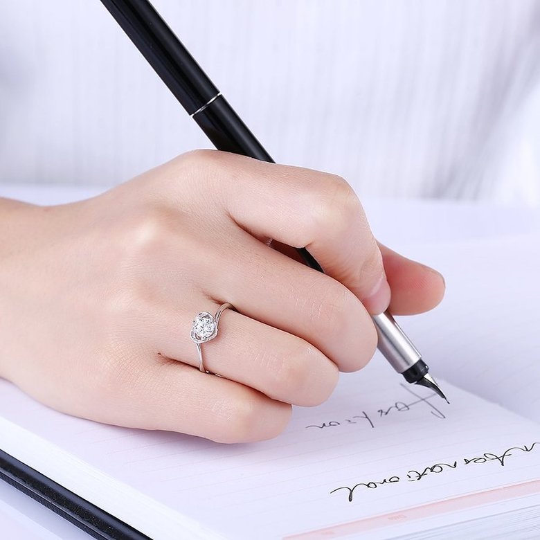 Wholesale Fashion Resizable 925 Sterling Silver Heart Ring for  Woman Girl Party Wedding Gift Simple White AAA Zircon rings TGSLR198 0