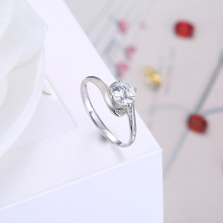 Wholesale Romantic Resizable 925 Sterling Silver Ring OL style Woman Party Wedding Gift Simple White AAA Zircon Ring  TGSLR201 3