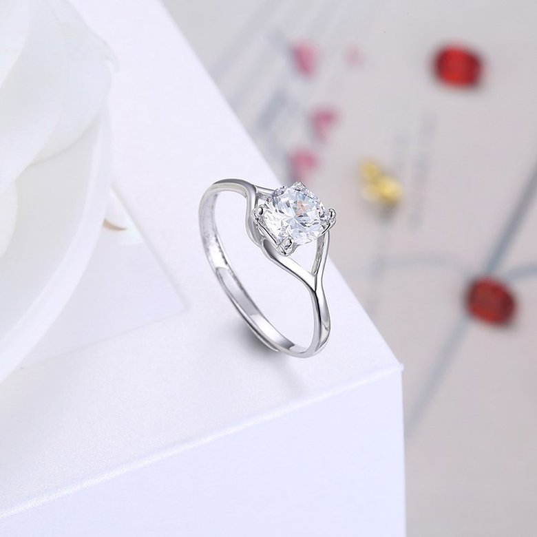 Wholesale Personality Fashion jewelry OL Woman Girl Party Wedding Gift Simple White AAA Zircon S925 Sterling Silver Ring TGSLR205 3
