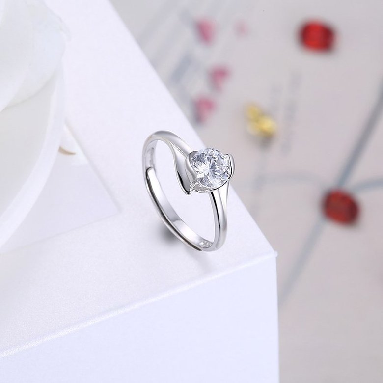 Wholesale Personality Fashion jewelry OL Woman Girl Party Wedding Gift Simple White AAA Zircon S925 Sterling Silver Ring TGSLR206 3