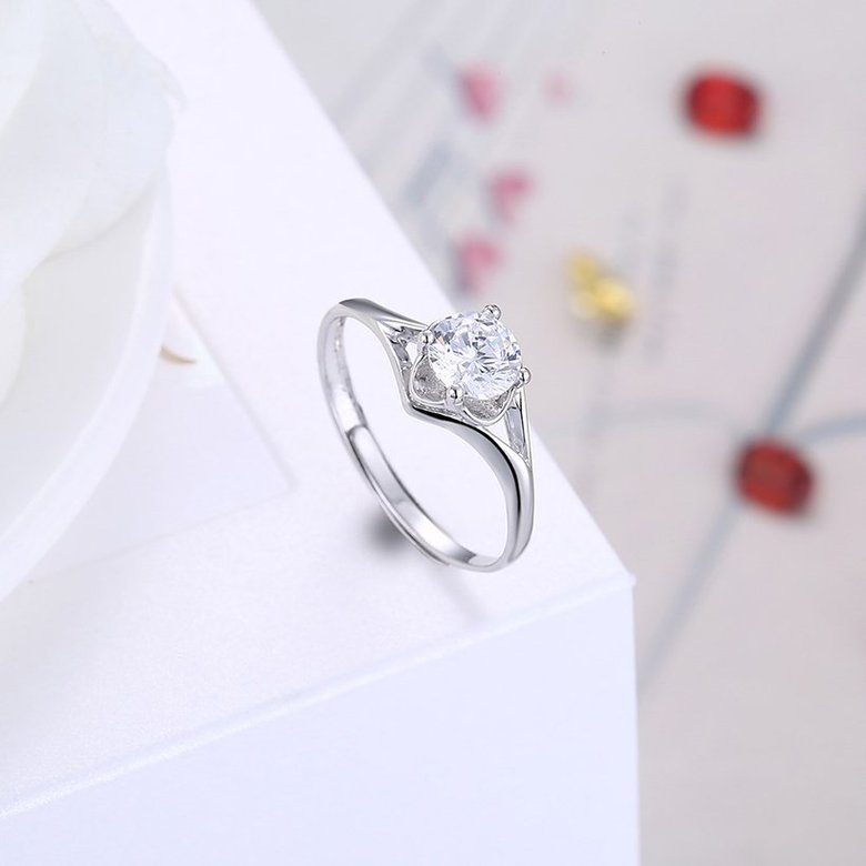 Wholesale Personality Fashion jewelry OL Woman Girl Party Wedding Gift Simple White AAA Zircon S925 Sterling Silver Ring TGSLR207 3
