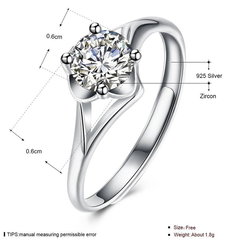 Wholesale Personality Fashion jewelry OL Woman Girl Party Wedding Gift Simple White AAA Zircon S925 Sterling Silver Ring TGSLR207 4