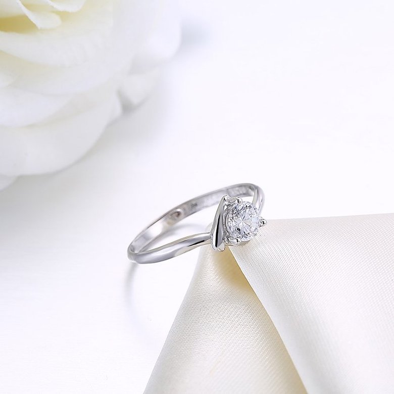 Wholesale Trendy Romantic Resizable 925 Sterling Silver Ring OL style Woman Party Wedding Gift Simple White AAA Zircon Ring  TGSLR211 1