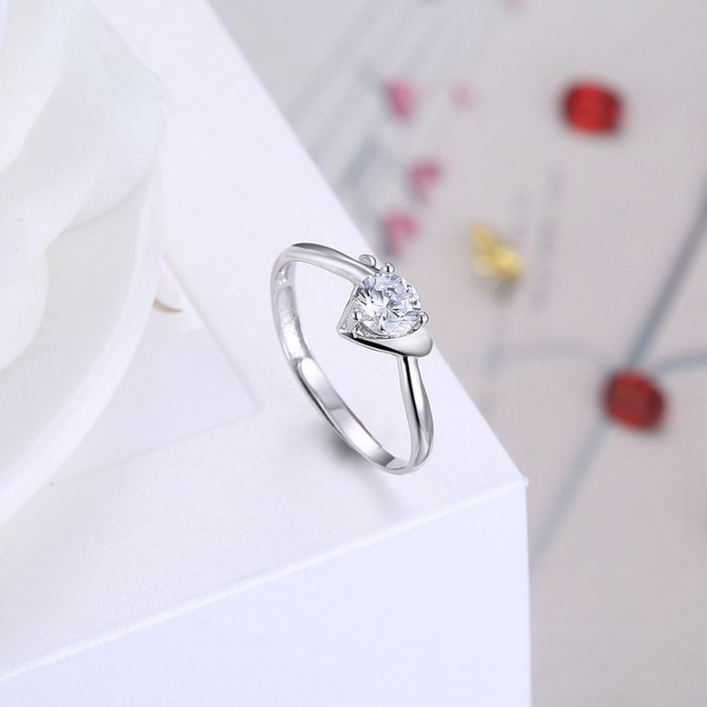 Wholesale Trendy Romantic Resizable 925 Sterling Silver Ring OL style Woman Party Wedding Gift Simple White AAA Zircon Ring  TGSLR211 3
