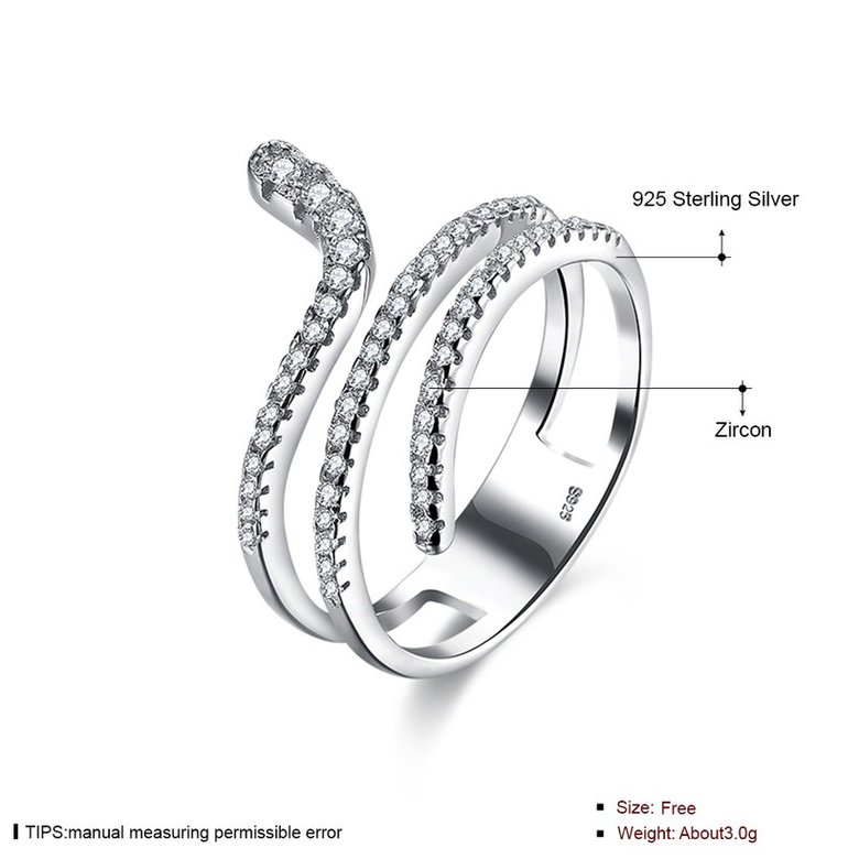 Wholesale Genuine 925 Sterling Silver CZ Ring Cute Animal Snake Rings for Women Wedding Bands White Crystal Unique Winding Engagement Ring TGSLR001 1