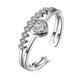 Wholesale Trendy Real 925 Sterling Silver heart shape White CZ Ring for Woman opening  adjustable ring asymmetrical  jewelry TGSLR134 0 small
