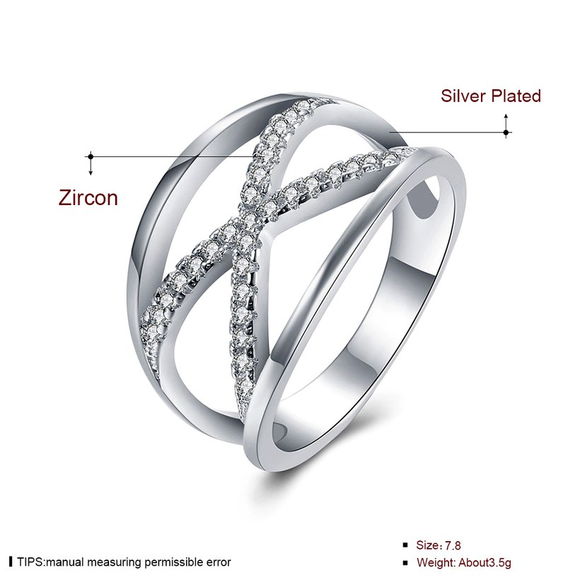 Wholesale Fashion wholesale jewelry Silver rings for women X shape wedding party band eternity ring jewelry christmas gifts TGSPR543 0