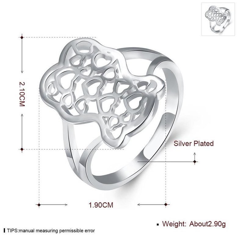 Wholesale Classic Silver Plated Geometric Heart Shaped hollow Ring for Women SPR562 1