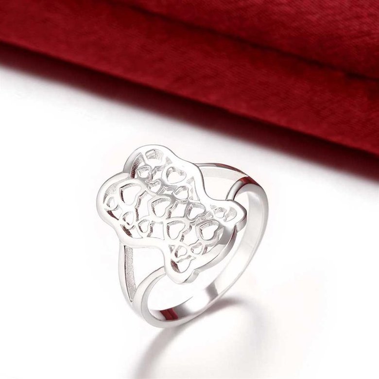 Wholesale Classic Silver Plated Geometric Heart Shaped hollow Ring for Women SPR562 3