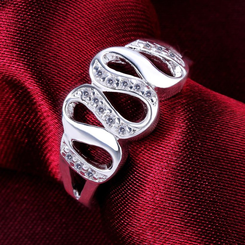 Wholesale Luxury classic Silver Plated Hot Sell Creative Zircon Ring for Women SPR563 2