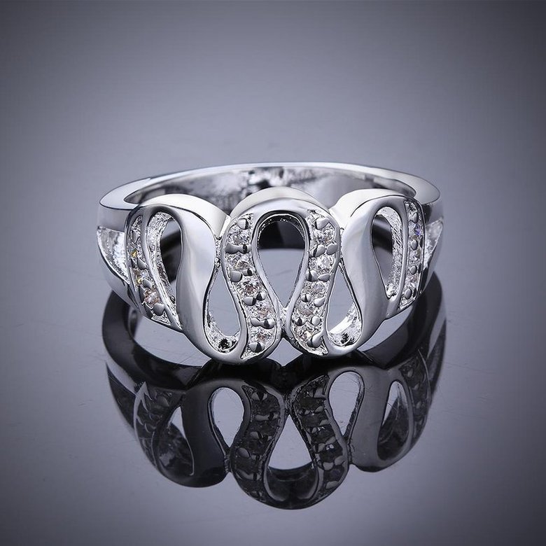 Wholesale Luxury classic Silver Plated Hot Sell Creative Zircon Ring for Women SPR563 3