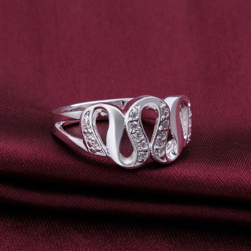 Wholesale Luxury classic Silver Plated Hot Sell Creative Zircon Ring for Women SPR563 4