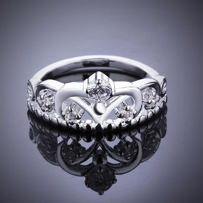 Wholesale Fashion Luxury  Zircon Crown Ring for Women Bride Engagement Wedding Ring SPR564 4