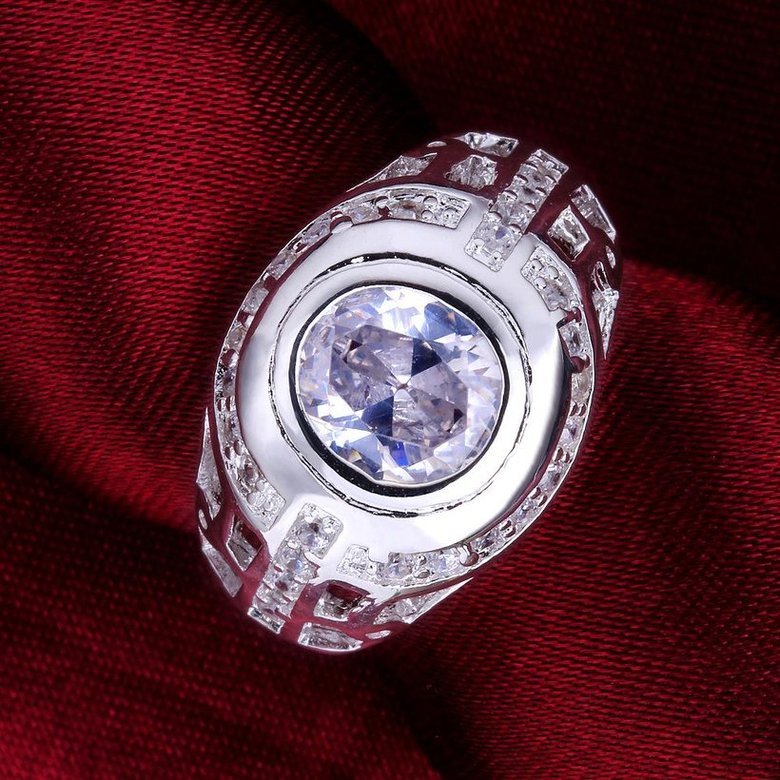 Wholesale Fashion Luxury  Silver Plated Round ablaze Zircon Ring for Women SPR565 1