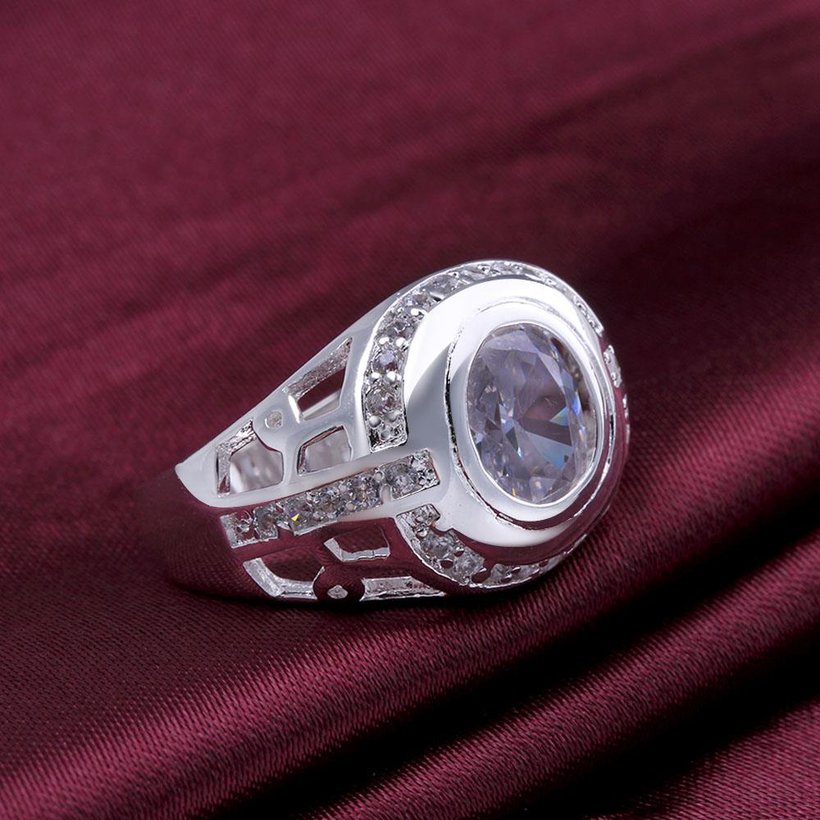 Wholesale Fashion Luxury  Silver Plated Round ablaze Zircon Ring for Women SPR565 2