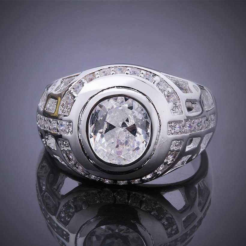Wholesale Fashion Luxury  Silver Plated Round ablaze Zircon Ring for Women SPR565 3