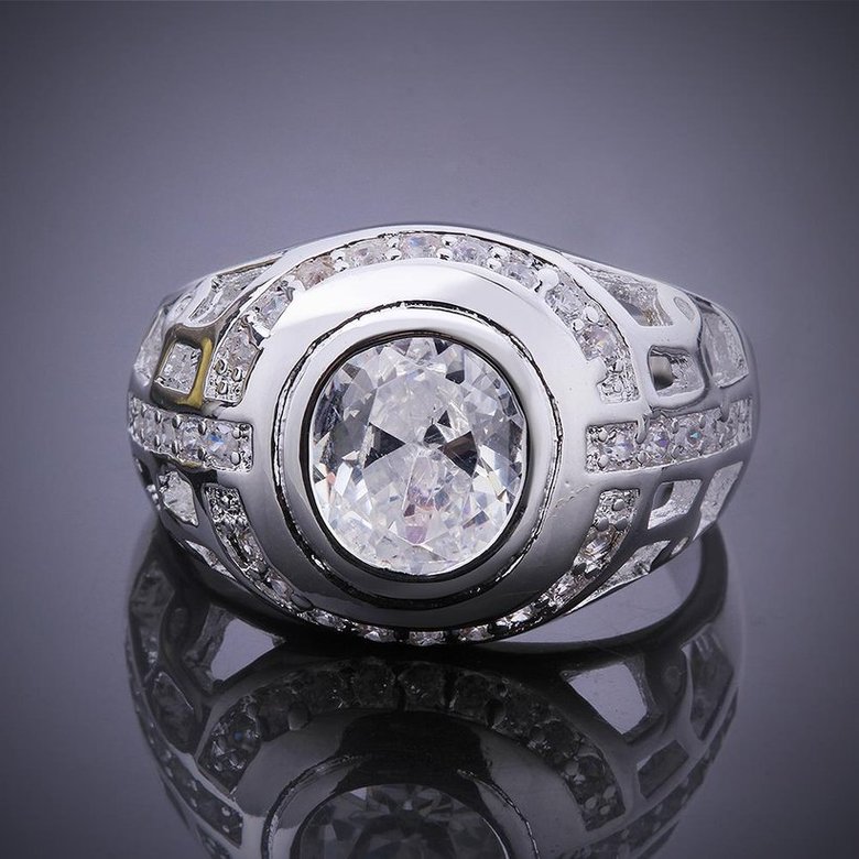 Wholesale Fashion Luxury  Silver Plated Round ablaze Zircon Ring for Women SPR565 3