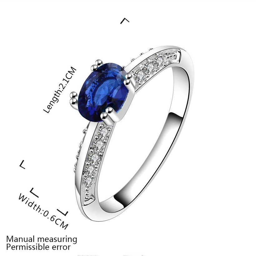 Wholesale New Fashion Women Ring Finger Jewelry Silver Plated Oval Cubic Zirconia  for Women SPR568 0